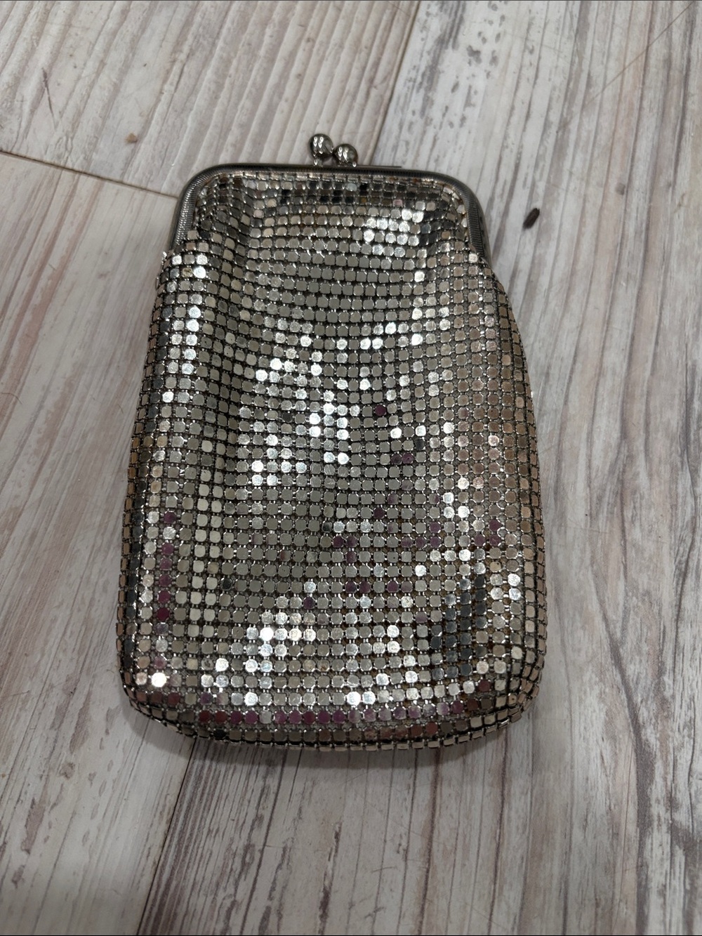 Vintage Whiting Silver Tone Mesh Coin Purse